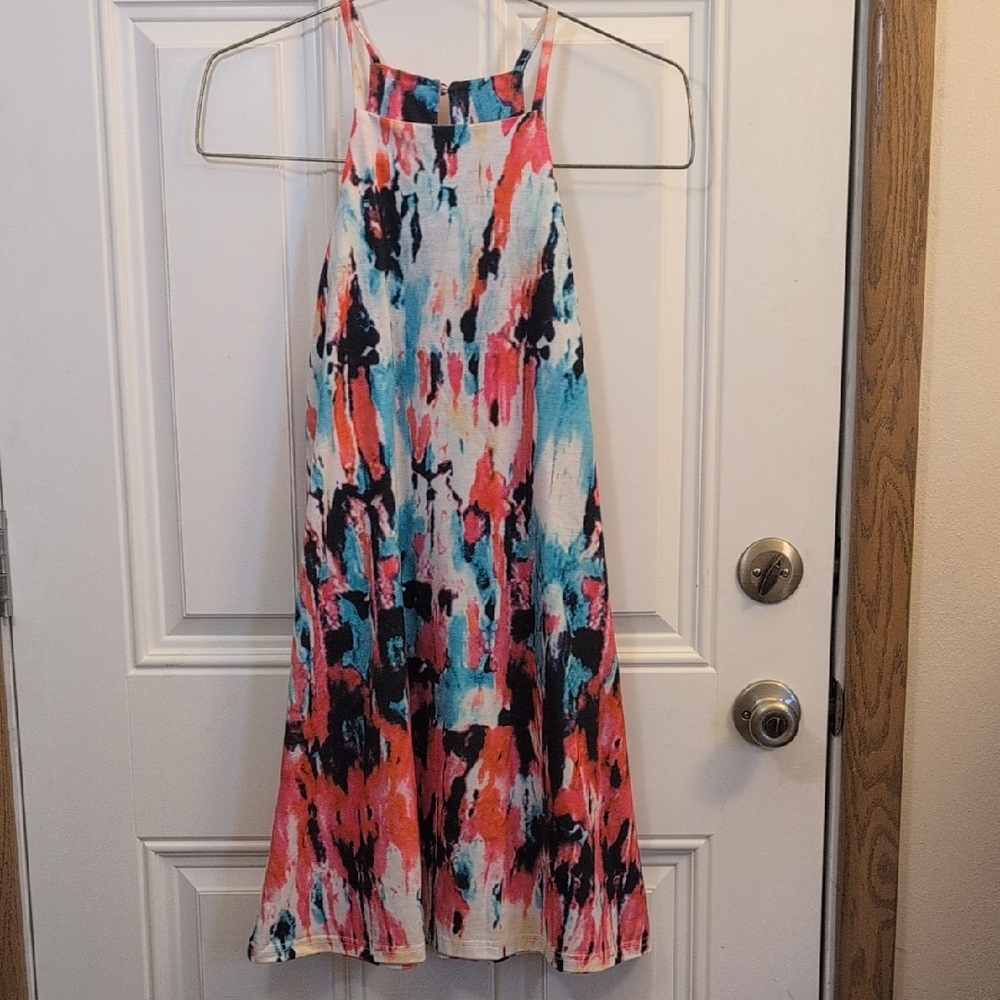 Colorful Sleeveless Halter Dress